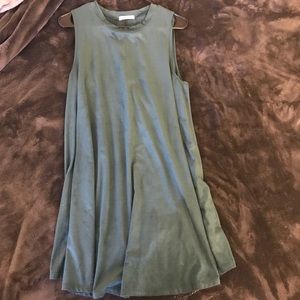 Olive green velvet tank dress
